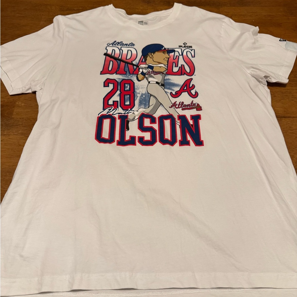 New Era Atlanta Braves Matt Olson Caricature White T-Shirt Men’s Size 2XL